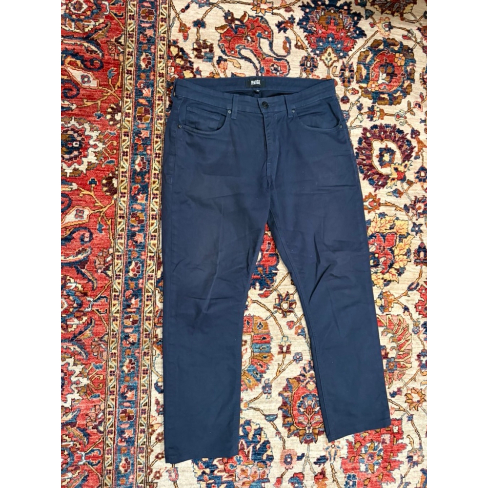 Paige Federal Slim Straight Pants Mens 31 Navy Cadet Stretch Made in USA